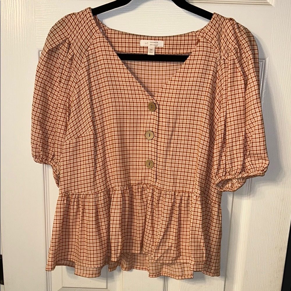 Gingham Peplum Top